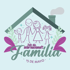 Stick family house. Vector