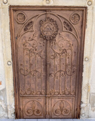 Trnava, Slovakia - 04.17.2025: Church of St. Helena. Entrance. Door