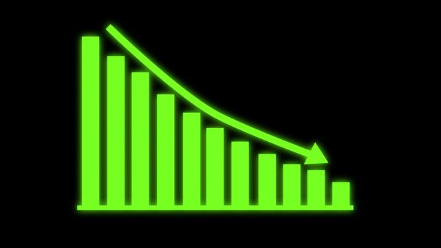Business Bar Chart with Downward Arrow Symbolizing Decline Animation