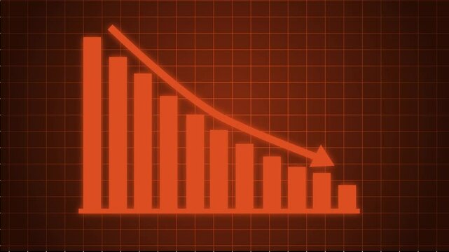 Business Bar Chart with Downward Arrow Symbolizing Decline Animation