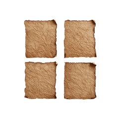 Four Aged Crumpled Paper Sheets Vintage Texture Background