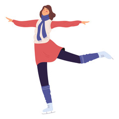 Fototapeta premium Ice skating woman character