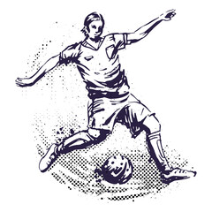 Soccer player getting ready to kick the ball