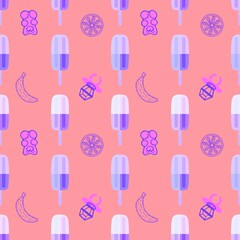 Summer cute food seamless ice cream pattern for wrapping paper and fabrics