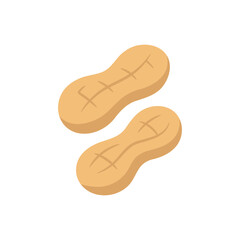 Vector illustration of whole peanuts in shell. Nuts. Simple flat design style, isolated on white background. Ideal for food packaging, recipe books, menus, or healthy eating concepts.