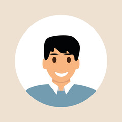 Flat illustration. Color avatar, user profile, person icon, profile picture. A person with facial features. Suitable for social media profiles, icons, screensavers and as a template..