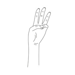 The national outline symbol, trident, the coat of arms of Ukraine, 3 fingers, hand