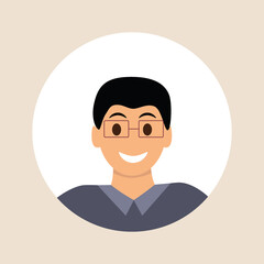Flat illustration. Color avatar, user profile, person icon, profile picture. A person with facial features. Suitable for social media profiles, icons, screensavers and as a template..