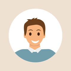 Flat illustration. Color avatar, user profile, person icon, profile picture. A person with facial features. Suitable for social media profiles, icons, screensavers and as a template..