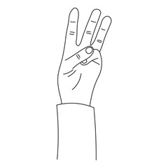 The national symbol of the trident, the coat of arms of Ukraine, 3 fingers, outline hand