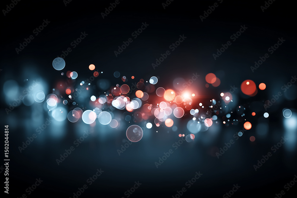 Poster abstract glowing red light background with bokeh circles and festive shine