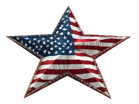 Large star with an American flag Stars and Stripe on png