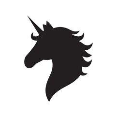 Majestic Unicorn Silhouette Vector – Magical Fantasy Horse Head with Horn Illustration for Design