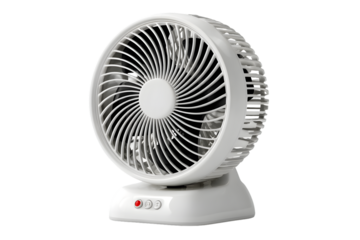 Compact White Table Fan with Sleek Design and Control Buttons for Cooling Solutions