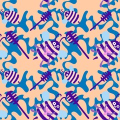 Kids seamless bee pattern for fabrics and packaging and gifts and cards and linens and wrapping paper