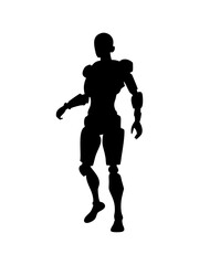 White background set of robotic cyborg silhouette vectors

