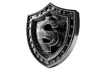 Silver Shield with Dollar Sign Financial Protection Symbol for Business and Security Concepts