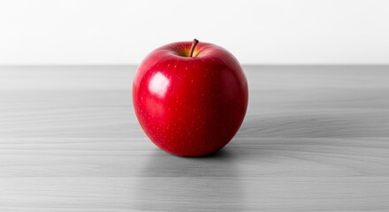 Perfect Shiny Red Apple on Grey Surface