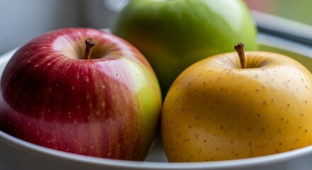 Close-up Fresh Red and Green Apples