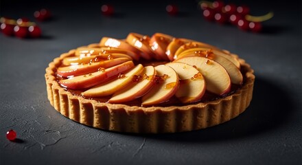 Gourmet Apple Tart with Glossy Sliced Apples