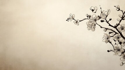 Delicate blossom branch in sepia tones.