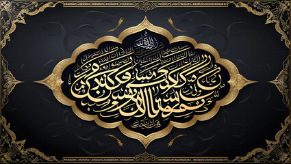 Elegant Islamic calligraphy art gold intricate design spiritual peace