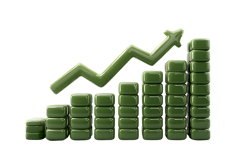 Green Growth Chart with Upward Arrow Business Success Financial Progress Data Visualization