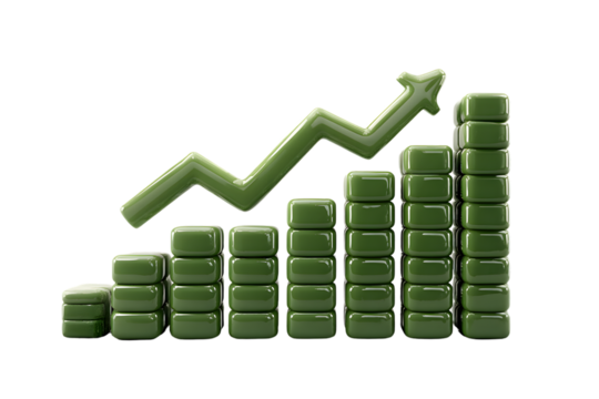 Green Growth Chart with Upward Arrow Business Success Financial Progress Data Visualization