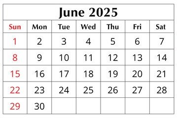 May 2025 ENGLISH spring month calendar. printable illustration