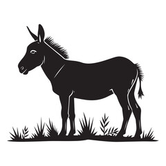 Donkey silhouette vector illustration on white background