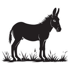 Donkey silhouette vector illustration on white background