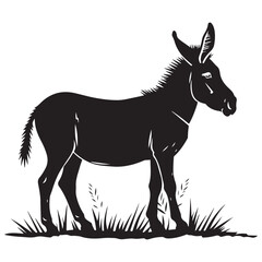 Donkey silhouette vector illustration on white background