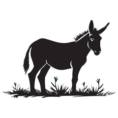 Donkey silhouette vector illustration on white background