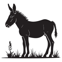 Donkey silhouette vector illustration on white background