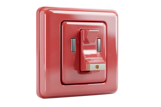 Red Toggle Switch Isolated on Black Background HighQuality Image for Home Office and Desig