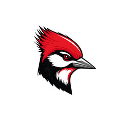 Fierce Red Woodpecker mascot logo flat vector design