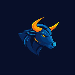 Angry bull mascot logo flat vector design
