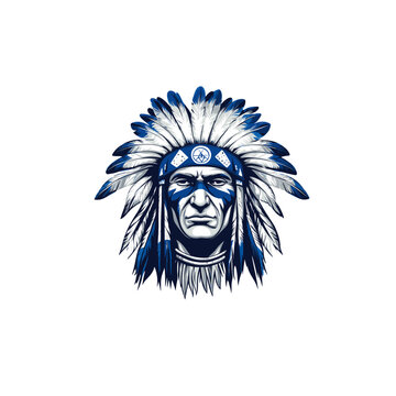 Native american person mascot logo flat vector design
