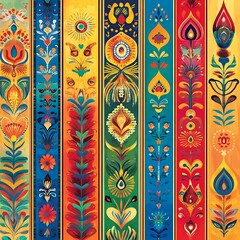 Colorful vertical floral decorative design.