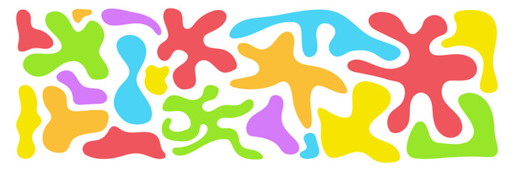 Bright Colorful Abstract Organic Shapes on White