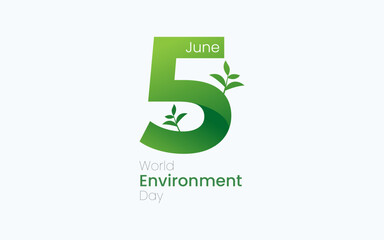 World Environment Day, celebrated every year on June 5th. Poster Design with Angka 5 World Environment Day