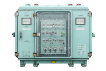 Vintage Electrical Control Panel Retro Industrial Equipment Green Metal Box Old Technology