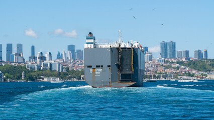 The transport vessel NEPTUNE ETHOS on the Bosphorus Strait in Istanbul, Turkey, May 15, 2025 