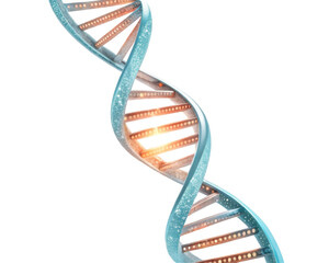 Abstract Representation of DNA Double Helix Structure with Glowing Particles and Colors