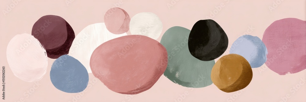 Poster abstract art sticker shapes layered on soft pink background create a modern and soothing aesthetic i