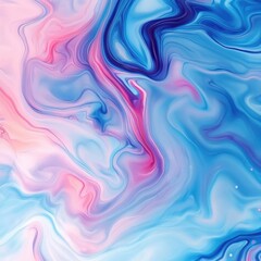 Obraz premium Bright blue and vibrant pink dominate this liquid marble background. The abstract paint swirls move together, forming a cool and remarkably fluid texture