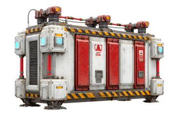 Retro Futuristic Generator SciFi Power Unit Industrial Machine 3D Render Cyberpunk Style