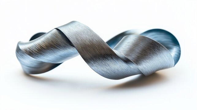 Isolated Blue Silver Metal Ribbon Sculpture Design