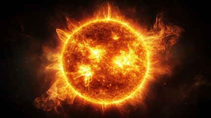 Obraz premium Blazing sun, fiery celestial body