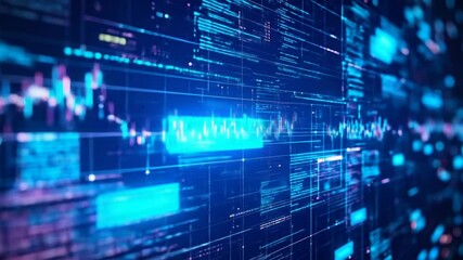 Financial stock market data visualization and analysis, digital futuristic interface - Powered by Adobe